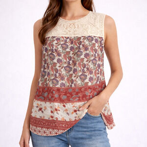 Anthropologies Maeve Eleanor Lace Floral Tank Top - Size Extra Small